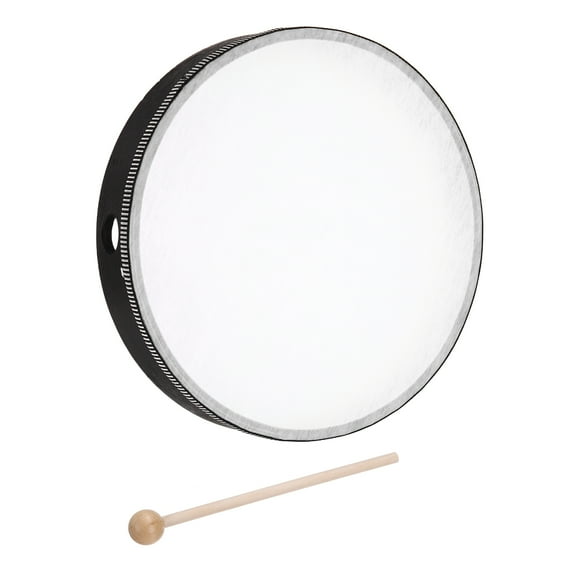 Uxcell 1 Pcs Hand Drum Music Percussion 10 Inch Wood Frame Drum Set with Drum Stick Musical Instrument for Musical Education Home Party Performance Supplies (Black)