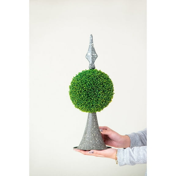 Artificial Plants 7x7x17" Faux Boxwood Topiary Sphere on Metal Spire,Flower Arrangements