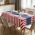 thumbnail image 4 of Cififendec Independence Day Tablecloth, 78.74"×55.12", Red White Blue Stripe & Star Block Print Cover for America 250th Anniversary, 4th of July and BBQ Parties, 4 of 5
