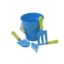 G & F JustForKids Water Pail with Tool Set, Child-Sized Metal Tools, Wood Handles, Gardening Kit