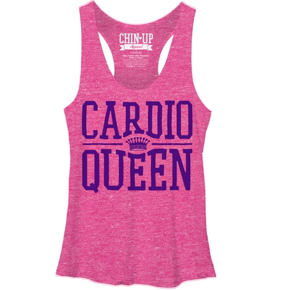 Women's CHIN UP Queen of Cardio Racerback Tank Top Pink Heather X Large