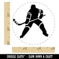 thumbnail image 2 of Hockey Player Holding Hockey Stick Self-Inking Rubber Stamp Ink Stamper - Fuchsia Ink - Small 3/4 Inch, 2 of 7