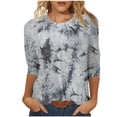 thumbnail image 2 of Jusqu'à 30 % de Réduction DYTTDG T-shirt Grande Taille pour Femmes Manches 3/4 Hauts Imprimés Col Rond Blouse Décontractée Ample Hauts pour Femmes, 2 of 5