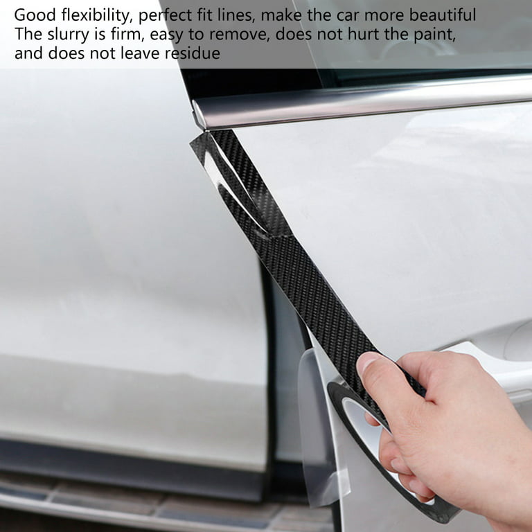 Odomy Car Door Edge Guards Scratch Cover Sill Protector Bumper Protector 5D Carbon Fiber Car Wrap Film Automotive Self-Adhesive Anti-collision Film