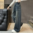 thumbnail image 6 of Gibobby Kids Girls Ripped Jeans Washed Elastic Waist Wide Leg Baggy Pants Plus Size Teenage Girls Ripped Jeans(Blue,15-16 Years), 6 of 6