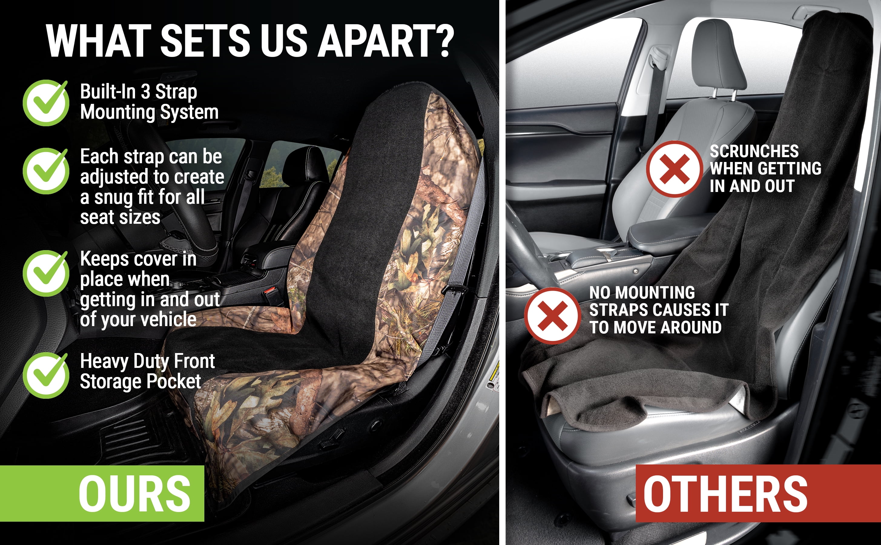 Mossy Oak Towel Car Seat Cover, Universal Fit, Seat Covers for Cars Trucks SUV,1 Piece