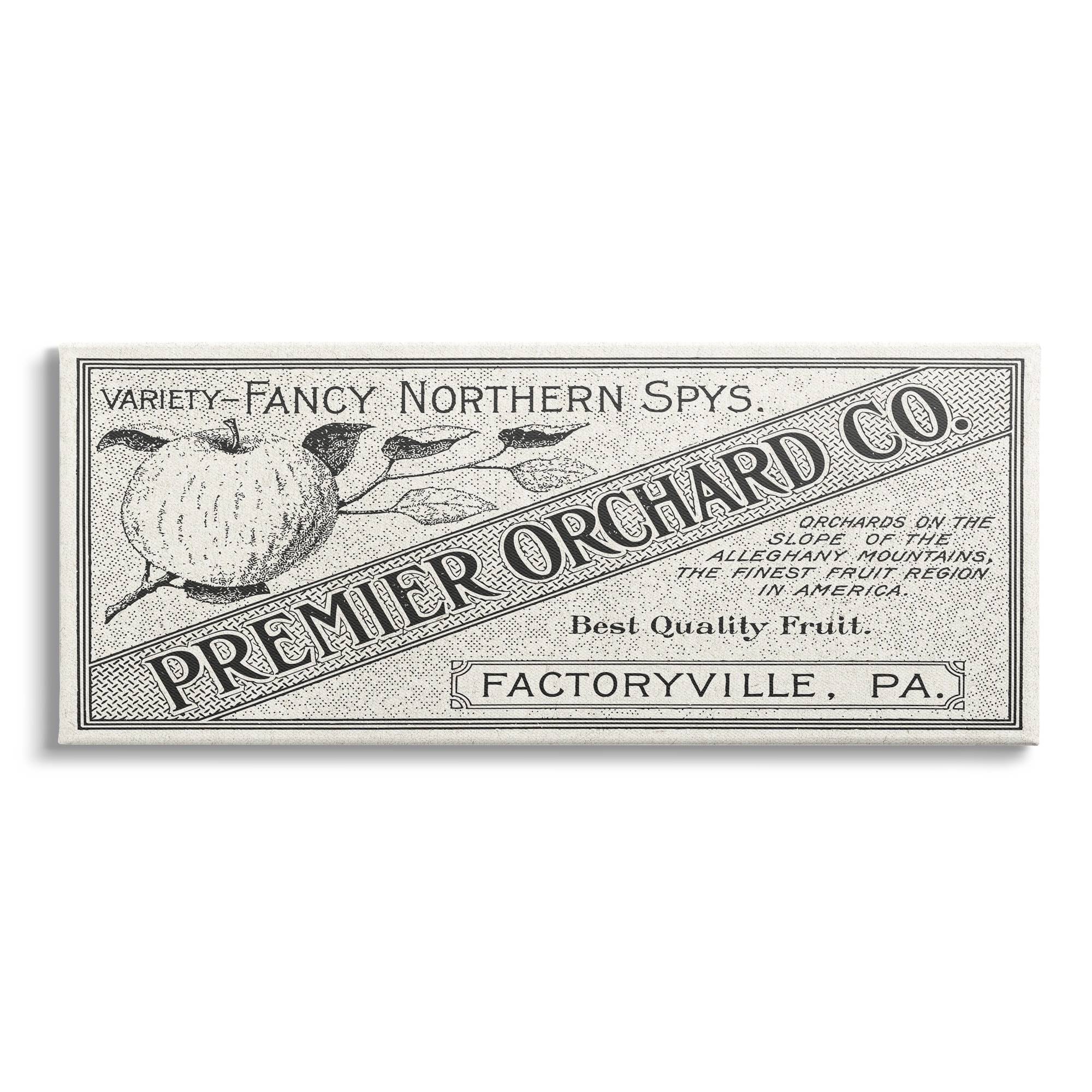 Stupell Industries Vintage Premier Orchard Co. Sign Antique Fruit Graphic Art Gallery-Wrapped Canvas Print Wall Art, 24x10, by Daphne Polselli