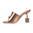 thumbnail image 3 of Ninety Union Lady Couture Casino Jeweled Metallic Square Heel Slide, Rosegold, 7, 3 of 5