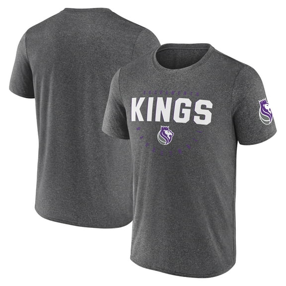 Men's Logo Athletic Heather Charcoal Sacramento Kings Block Practice Performance T-Shirt