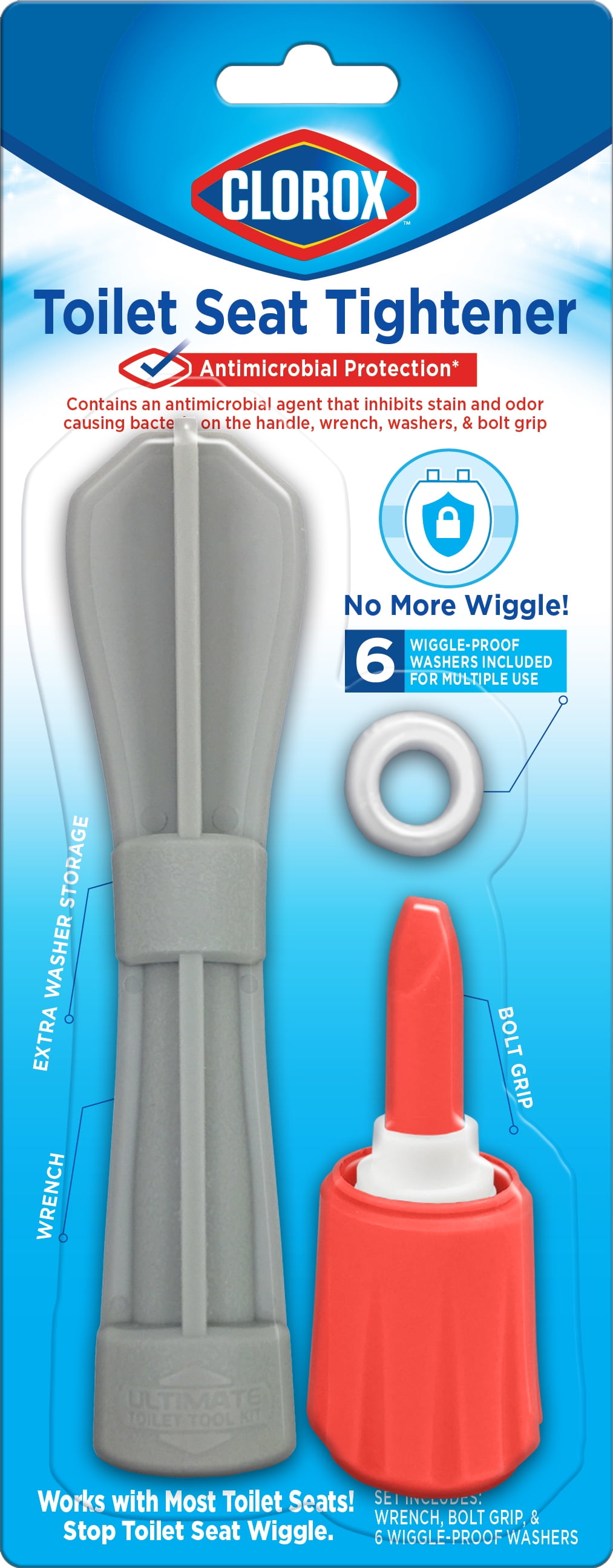 Clorox Antimicrobial Toilet Seat Tightening Kit, Plastic Tightening Kit
