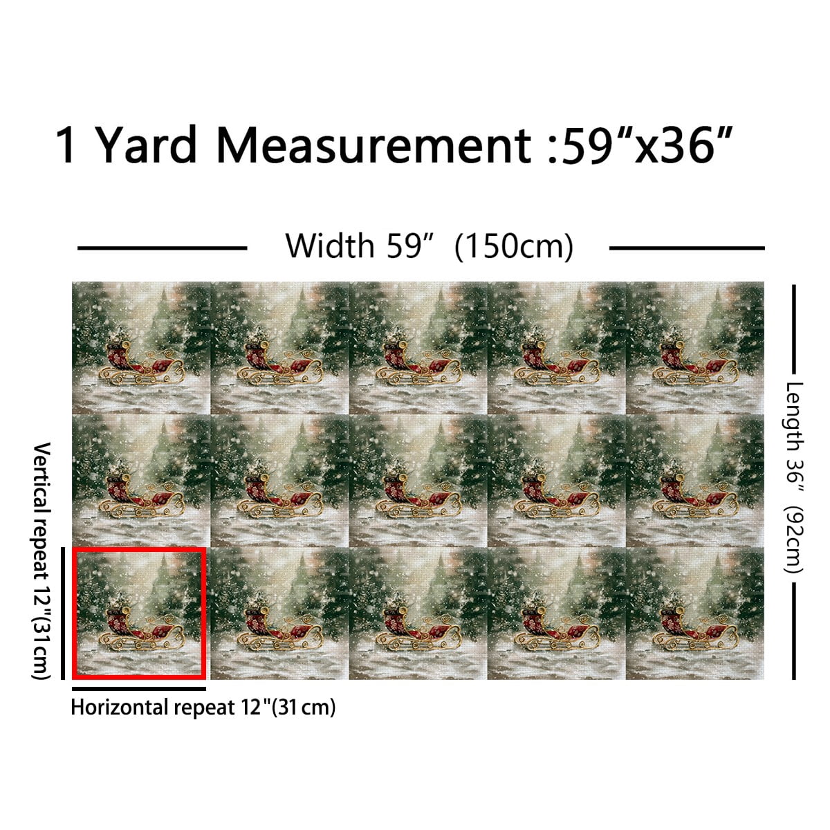 Castle Fairy Merry Christmas Fabric by the Yard 10 Yards for Teenager,Red Sleigh Room Decor Fabric by the Yard,Festival Theme Fabric for Sewing,Breathable Home Decor