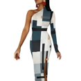 thumbnail image 1 of Vibrant Color Block Maxi Dress One Shoulder Abstract Geometric Aesthetic Bodycon Dresses Summer Dress Woman Pattern Vestido, 1 of 5