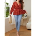 thumbnail image 4 of Blusa de talla grande para mujer, camisas casuales acampanadas de manga larga a rayas, 4 of 8