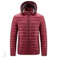 thumbnail image 3 of UVEASISHA Mens Winter Puffer Jackets Detachable Hood Windproof Quilted Coats Slim Fit Lightweight Hooded Down Jacket for Hiking Travel Wine XS, 3 of 6