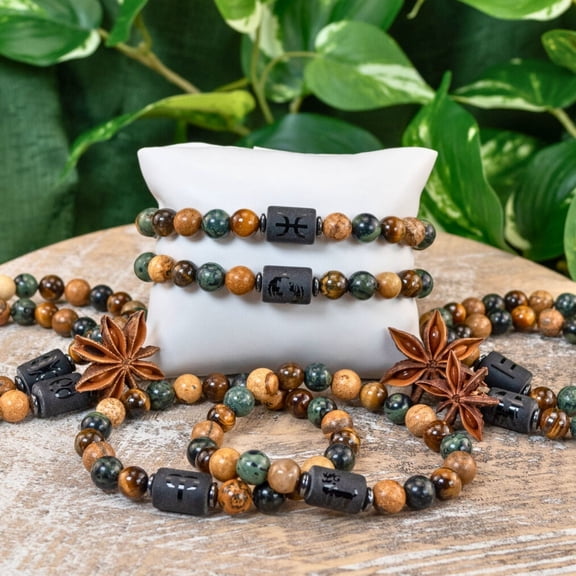Down To Earth Aries Zodiac Stretch Bracelet 8mm Crystal Bracelet