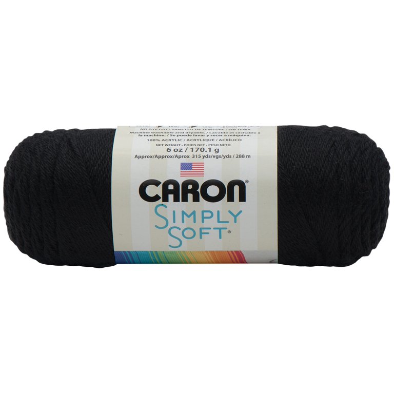 Caron Simply Soft Solids Yarn - Black, Multipack of 12