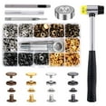 thumbnail image 2 of POINTERTECK 120 Set Snap Fasteners Kit 12.5mm Metal Button Snaps Press Studs with 4 Setter Tools 1 Hammer 4 Color Clothing Snaps Button for Bags Jeans Jackets Bracelets Clothes Fabric Lea, 2 of 8
