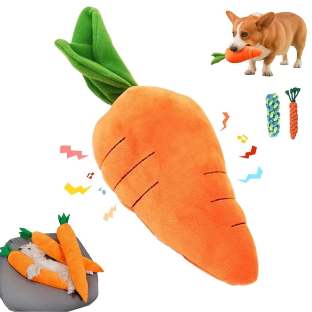 Juguete de rábano grande que emite sonido | Juguete interactivo para mascotas de peluche chirriante para perros y gatos | Material duradero no tóxico | Estimula los instintos de caza | Diseño Rojo