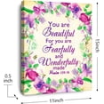 thumbnail image 2 of You Are Beautiful Psalm 139:14 Canvas Wall Art,Bible Verse Scripture Canvas Painting Prints for Christian Home Bedroom Office Church Religious Wall Decor, 2 of 6
