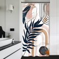 thumbnail image 1 of Abstract Mid Century Boho Stall Small Half Size Shower Curtain 36x72 Inch Pink Navy Blue Modern Minimalist Aesthetic Geometric RV Single Narrow Fabric Bathroom Decor Polyester Waterproof, 1 of 5
