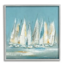 Stupell Industries Abstract Sailboat Fleet Transportation Painting Gray Framed Art Print Wall Art, 12 x 12