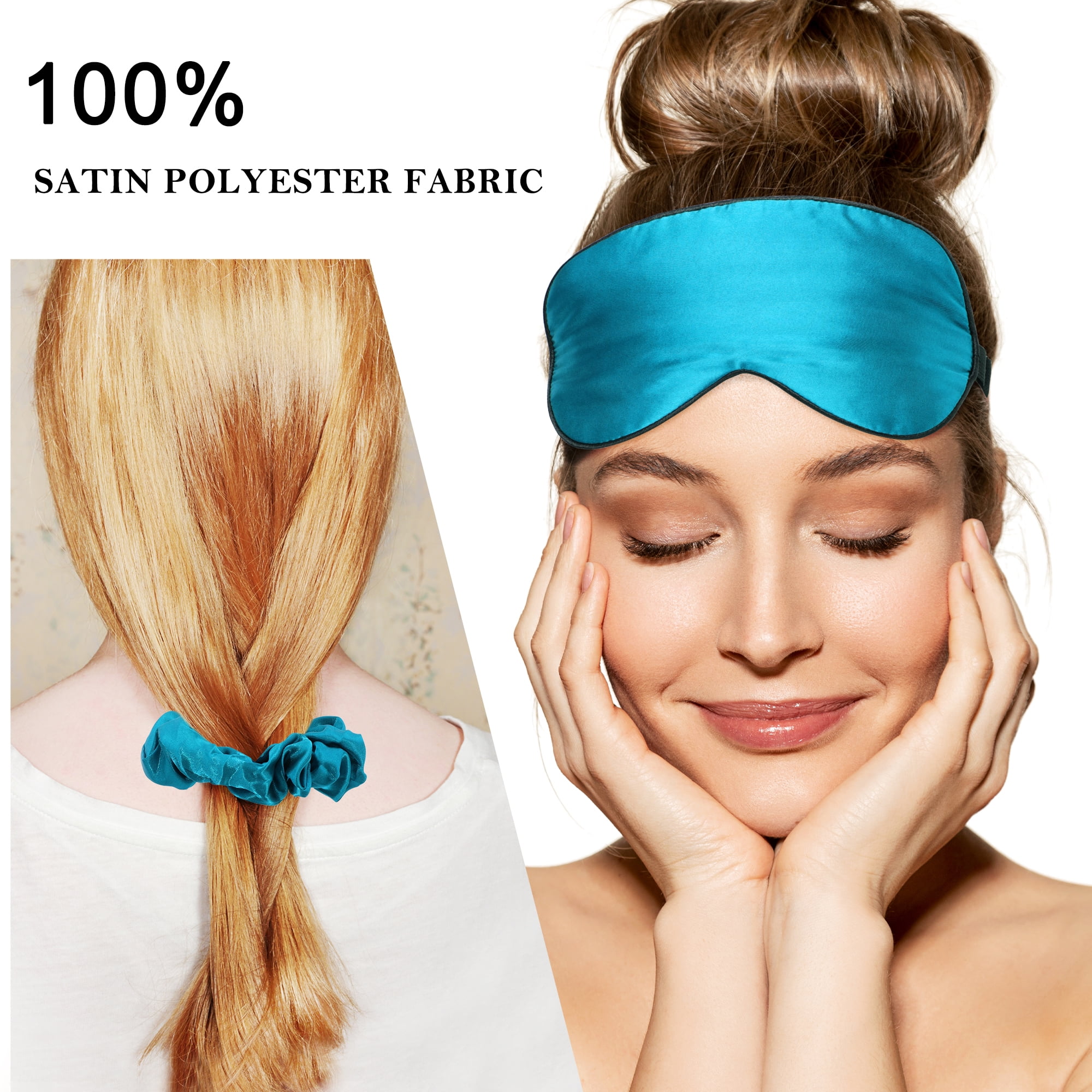 Unique Bargains Durable Soft Zippered Closure Set of 2 Satin Pillowcase Peacock Blue Queen(20"x30")