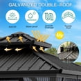 thumbnail image 3 of 10x10 ft Double Roof Hardtop Gazebo, Heavy Duty Galvanised Steel Hardtop Pavilion with Nettings and Curtains, Aluminum Gazebo for Patio, Terrace, Lawn and Deck, Gray, 3 of 7