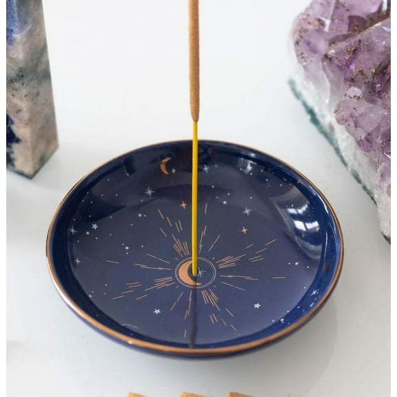 Sacred Symbol Astrology Starry Sky Moon And Stars Incense Holder Trinket Dish