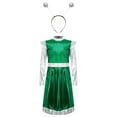 thumbnail image 3 of LiiYii Girls Alien Outfit Kids Party Fancy Dress Ups Outfits Glossy Dress with Arm Sleeve Hair Hoop Set Green 8, 3 of 7