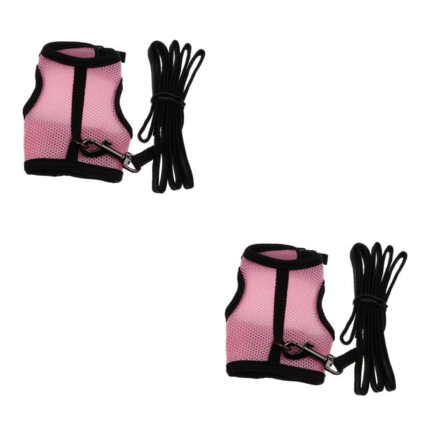 Billuyoard Hamster Rabbit Guinea Pig Rat Ferret eash Harness Mesh Breathable Rosa L 2piezas