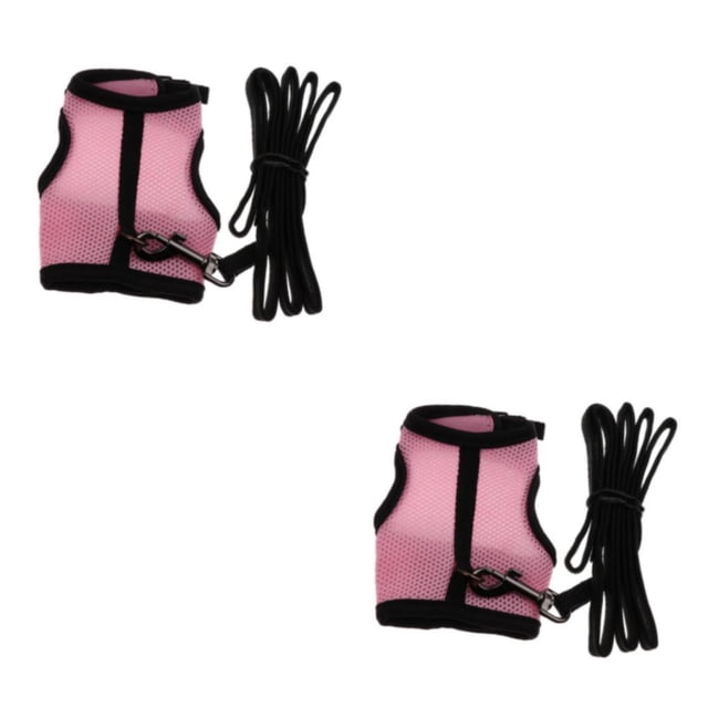 Billuyoard Hamster Rabbit Guinea Pig Rat Ferret eash Harness Mesh Breathable Rosa L 2piezas