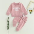 thumbnail image 2 of Happy Town Toddler Girl Fall Outfits Long Sleeve Letter Top and Long Pants Set Toddler Sweatsuits, 2 of 5