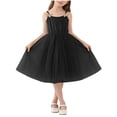 thumbnail image 2 of ITSAME Girls Tutu Dress, Sleeveless Waist-Cinching Puffy Tulle Summer Casual Fashion Slip Dress Black 5-6T, 2 of 6