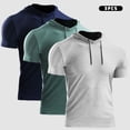 thumbnail image 1 of 3 uds., Camiseta deportiva de verano para hombre, Color sólido, con capucha, manga corta, cordón, se Abanopi Camiseta deportiva, 1 of 7