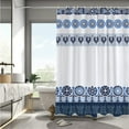 thumbnail image 2 of Blue and White Boho Shower Curtain,Bohemian Chic Tribal Shower Curtains Set for Bathroom with 12 Hooks, Navy Blue Medallion Geometric Bath Curtain 72x72In,Water Resistant Fabric, 2 of 6