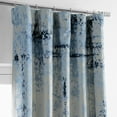 thumbnail image 3 of Raindrops Blue Printed Linen Textured Blackout Curtain (1 Panel), Raindrops Blue, 50W X 108L, 3 of 10