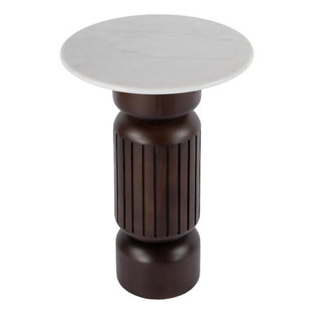 Butler Specialty Company Nala Marble and Wood Side Table - White/Light Beige