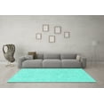 thumbnail image 3 of Ahgly Company Machine Washable Indoor Rectangle Solid Turquoise Blue Modern Area Rugs, 4' x 6', 3 of 4