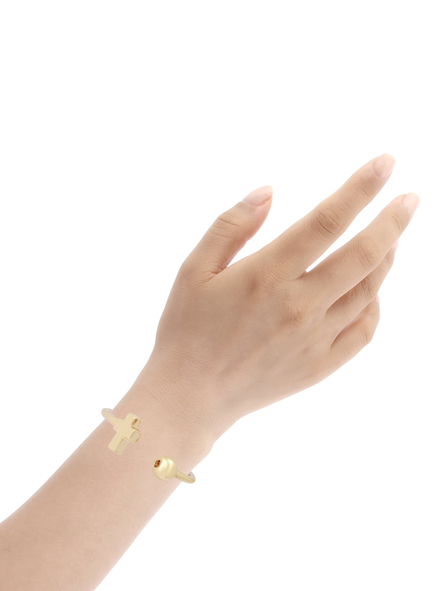 Madden NYC Women's Fashion Gold-Tone Cross Cuff Bracelet