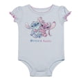 thumbnail image 2 of Disney Clothes Baby Girls Front Back 3-Piece Short Outfit Set – Includes Bodysuit, Tee & Shorts – Stitch Blue/Pink 0/3M, 2 of 3