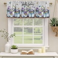 thumbnail image 2 of Hello Spring Curtain Valances for Windows, Kitchen Valance Window Treatments Panel 2 Pack, Pastoral Purple Bottle Floral Gray Wooden Rod Pocket Short Curtains for Bathroom Bedroom 42 x 18 Inch, 2 of 8