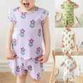 thumbnail image 5 of Odeerbi 2-9 Years Toddler Girls Summer Outfits Lettuce Trim Floral Cotton Short Sleeve T-Shirt Shorts Two-piece Set Flower Print Loungewear Toddler Girls Clothes, 5 of 5