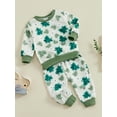 thumbnail image 3 of FEORJGP Toddler Girls Ireland Festival Outfits Infant Baby Long Sleeve Sweatshirts Crew Neck Pullover Shamrock Print Tops and Long Pants Kids 2Pcs Loose Casual Clothes Set for Spring Fall, 3 of 9