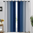 Yakamok Grommet Light Blocking Blue Blackout Ombre Curtains,Room Darkening Window Drapes for