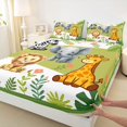 thumbnail image 4 of Castle Fairy Cute Safari Animal Bed Sheets 4-Piece,Floral Elephant Giraffe Zebra Full Size Sheets,Green Brown White,1 Fitted Sheet, 1 Flat Sheet and 2 Pillowcases, 4 of 6