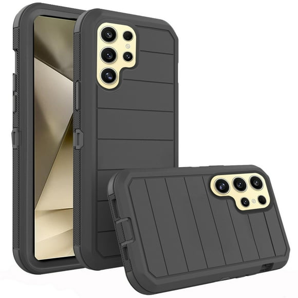 Asuwish Compatible avec Samsung Galaxy S24 Ultra 5G Étui de Téléphone Hybride Robuste Antichoc Rigide Protecteur Antichute Corps Complet Robuste Étui de Cellulaire pour S24Ultra 24S S 24Ultra Femmes Hommes Noir