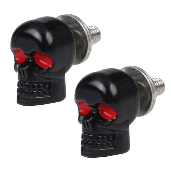 2Pcs Skull Bolt 3D Design Easy-Installation Electroplating Not Easy to Rust High Impact Resistant Decor Accessory Motorcycle Skull License Plate Frame Bolts Screw for Auto