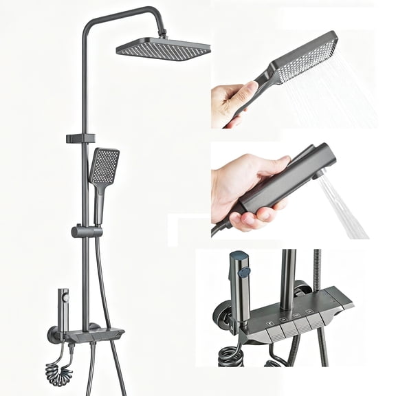 Zovajonia  Shower System Faucet Set 4 Functions Exposed Bathtub Shower Combo Mixer Tap