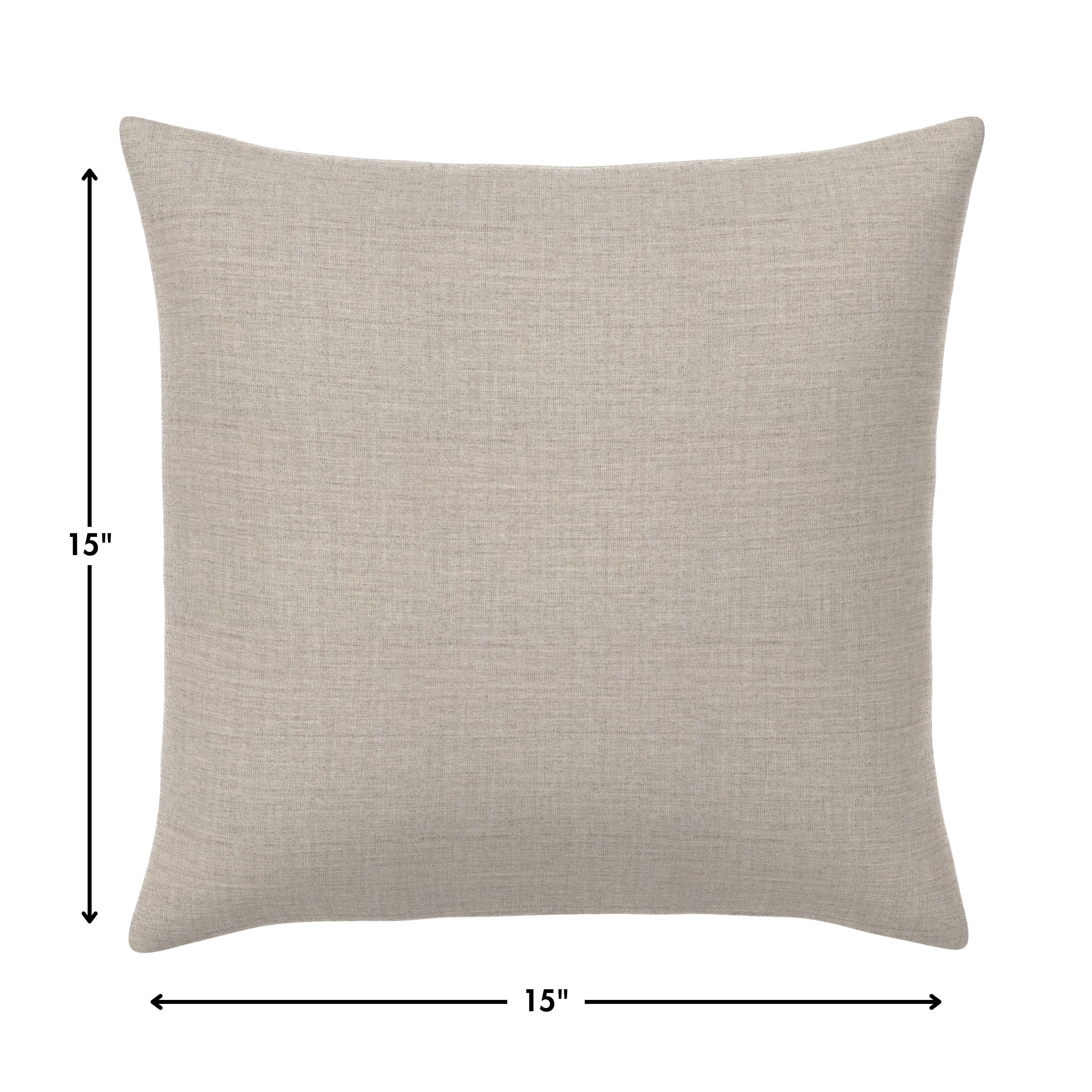 Casual Cushion Outdoor Throw Pillow, Sunbrella Fade & Water Resistant for Patio Furniture, Adirondacks & Porch Swings, 15"W x 15"L, 6" thick, Reversible, Cast Silver