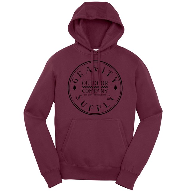 Suministro de gravedad Jersey con capucha al aire libre - Logo negro - Maroon - L Gravity Outdoor Co. Sudadera